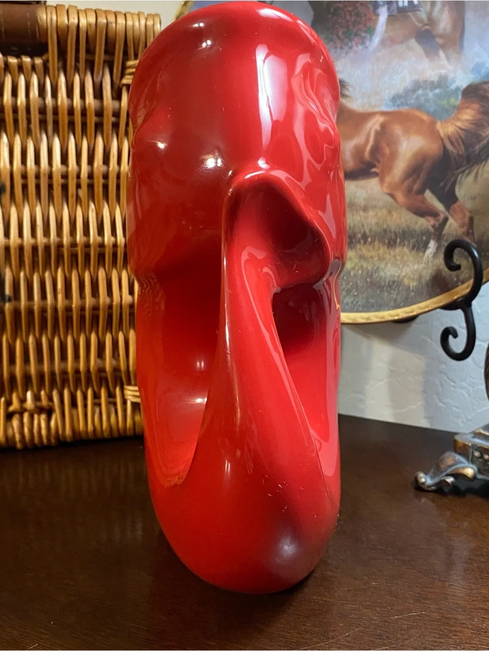 GurglePot Red Ceramic Fish Pitcher 2006 Vase 9.5